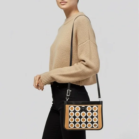 BRIGHTON vintage Vera Neumann collection crossbody black • mod circles - Picture 2 of 9